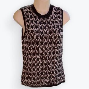 Black & White Ribbon Yarn Knit Houndstooth Sweater by Liz Claiborne ~ M